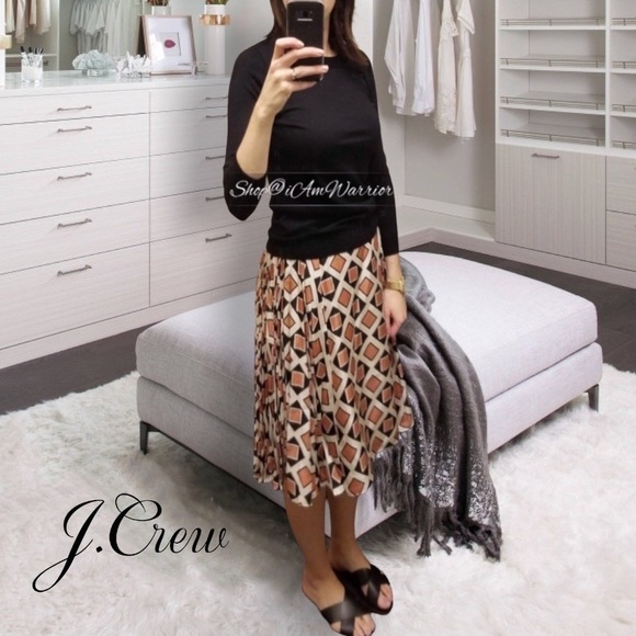 J.Crew Collection 2PC geo print silk blouse + pleated midi skirt shop@iamwarrior - Picture 8 of 15